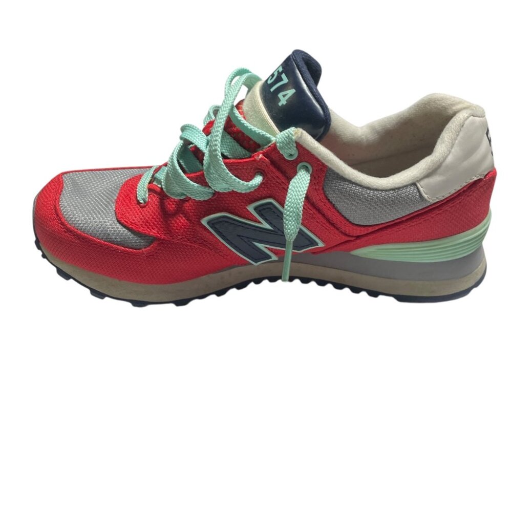 New Balance WL574WH Red/Gray Womens Shoes Size 8 Mesh & Suede Durable Sole